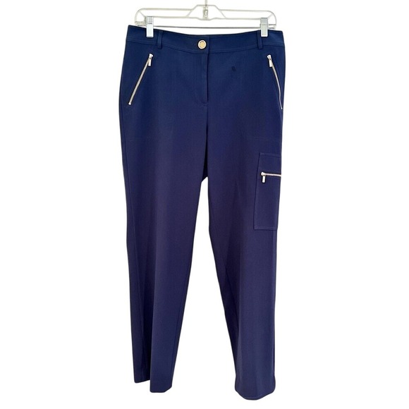 St. John Pants - St. John Crepe Sport Zipper Straight‎ Leg Pants Women's 8 Navy Career Casual